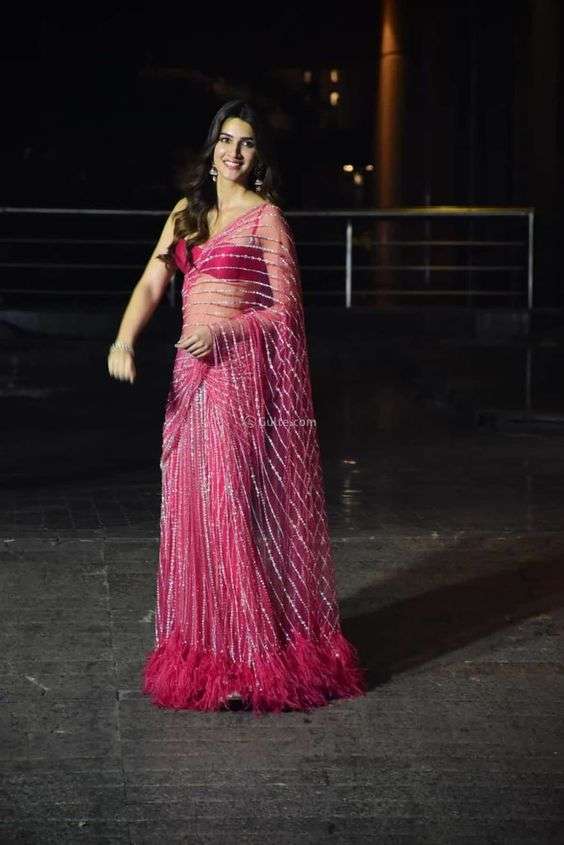Rani Pink color Butterfly Net with Embroidery work Designer saree collection at best rate